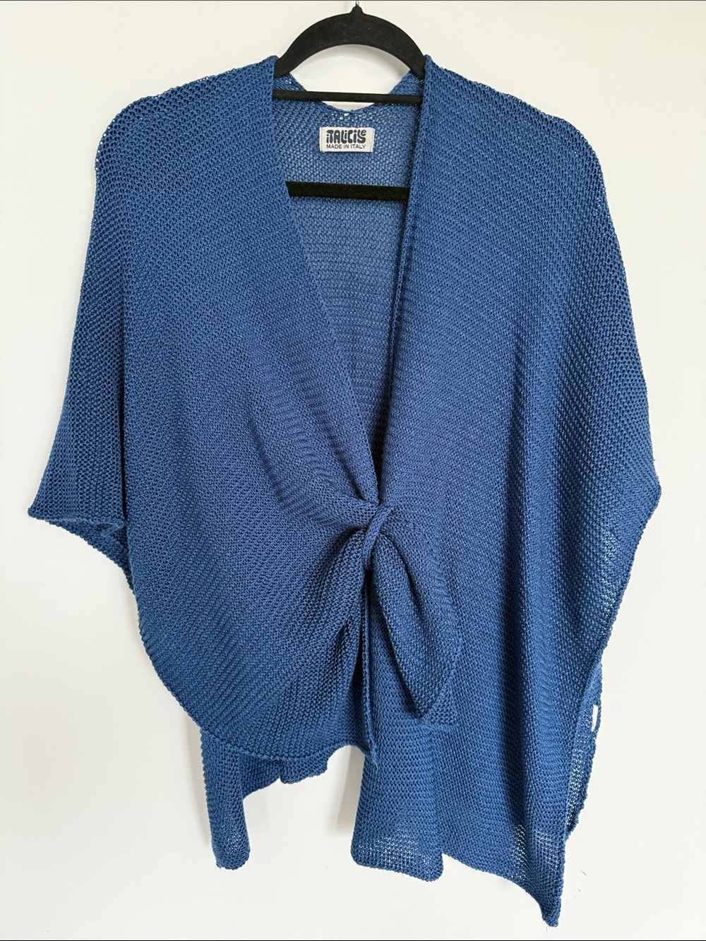 Italicise Made in Italy Blue Open Knit Draped Cardigan
